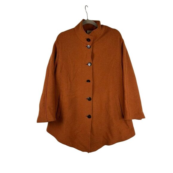 Vintage J.Jill Women's XS 100% Wool Coat Rust Orange Button Front - Picture 1 of 13